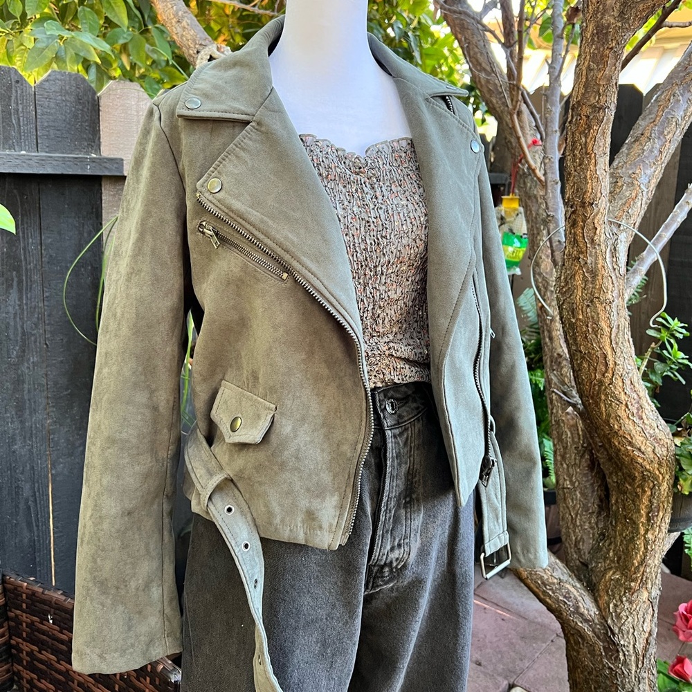 Faux-suede motto jacket